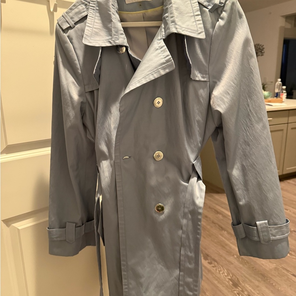 Calvin Klein Light Gray Double-Breasted Trench Coat